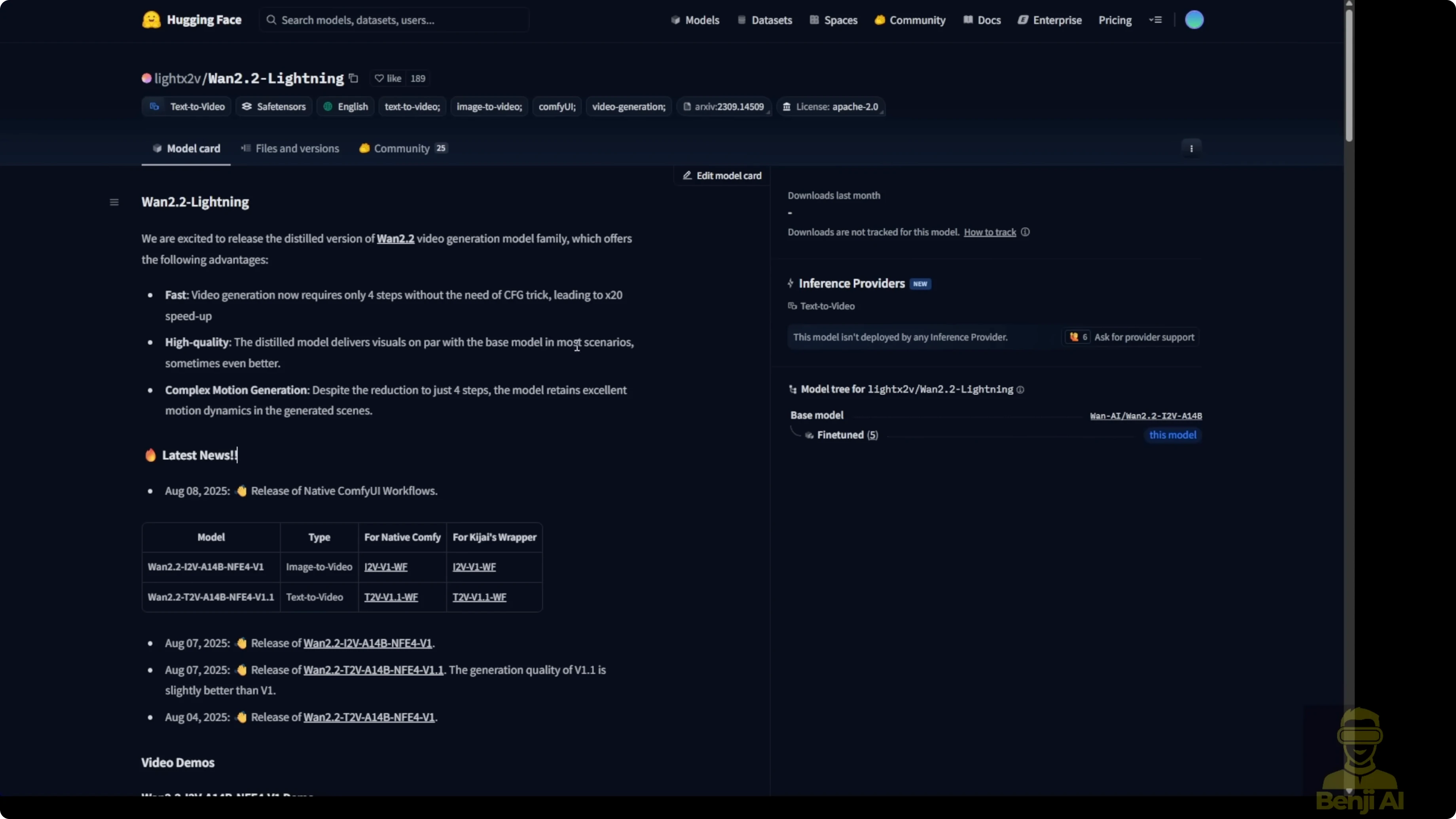 Screenshot from Wan 2.2 Lightning LoRA: Fast Image2Video & Text2Video Generation at 183s