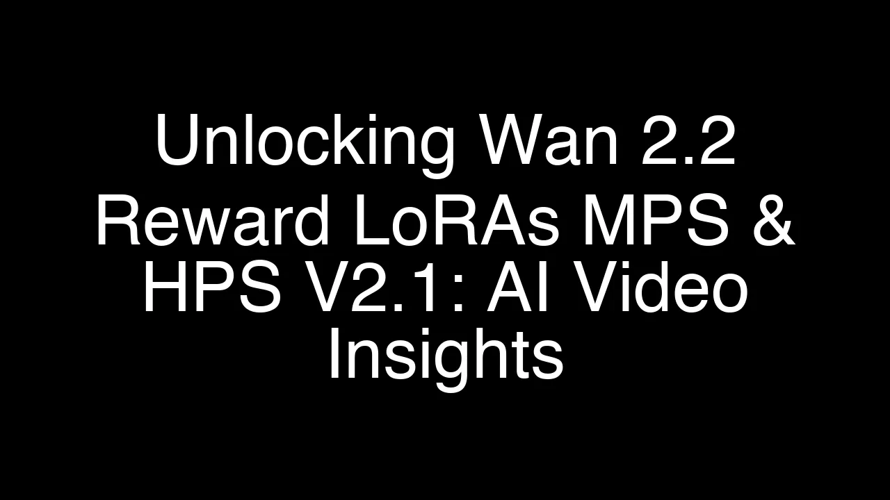 Unlocking Wan 2.2 Reward LoRAs MPS & HPS V2.1: AI Video Insights